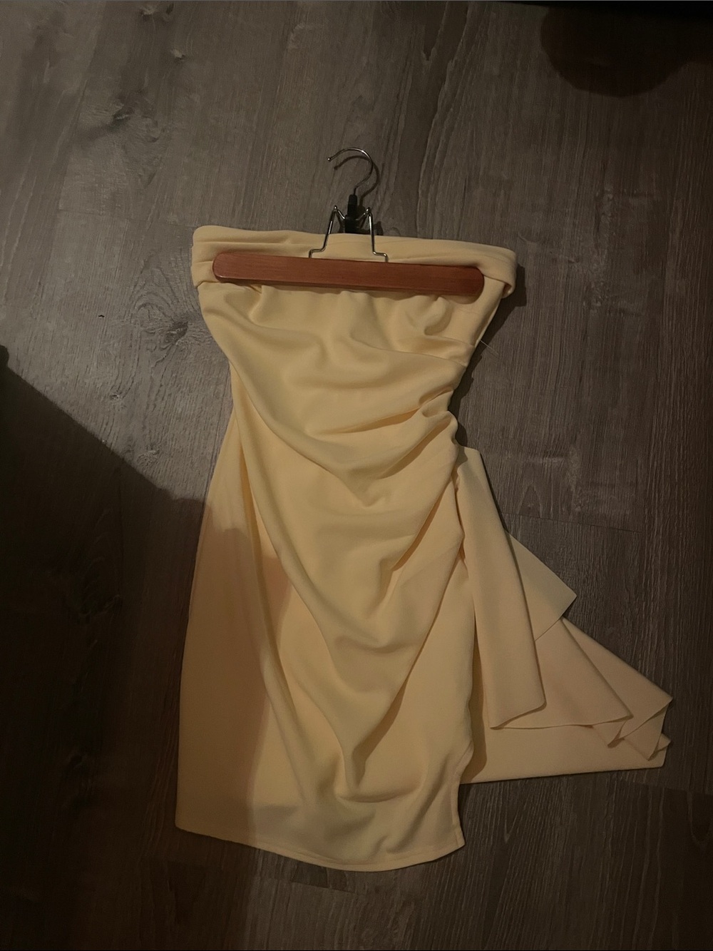 Windsor Strapless Pale Yellow Draped Dress